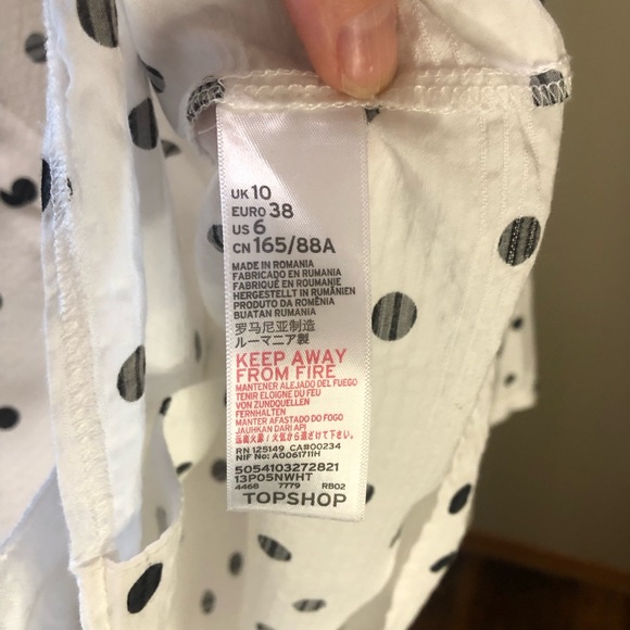 Topshop Polka Dot Shirt Sz 6 - Picture 4 of 6